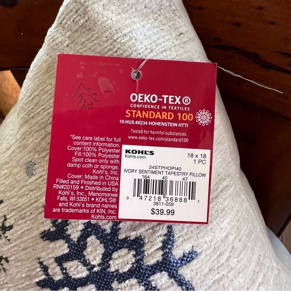 ⬇️St. Nicholas Square NWT Throw Pillow 18inX18in Ivory Sentiment Tapestry Kohls - Picture 9 of 11